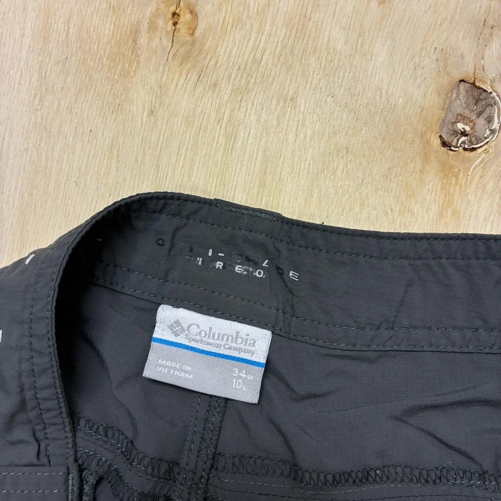 Columbia Cargo Shorts Mens 34 Gray Nylon Lined Quick Dry 10 Inseam Outdoor